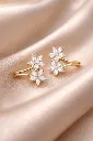 Blossom Grace Floral Ear Cuff Earrings (18K Real gold tone)