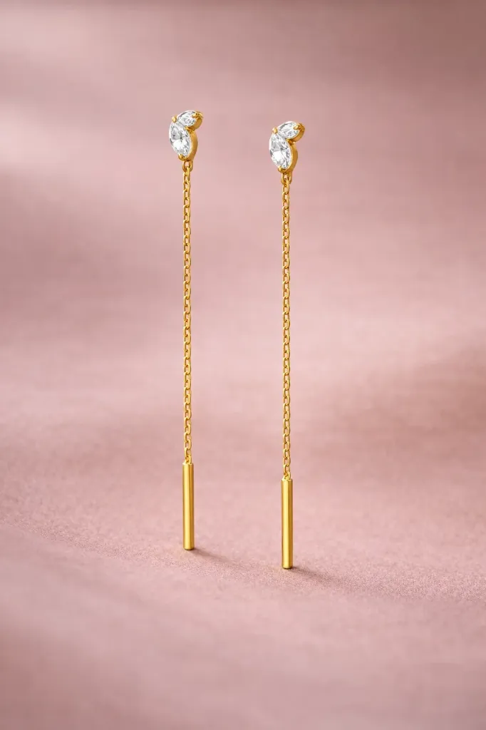 Celestia Thread Drop Earrings (18K Real gold tone)