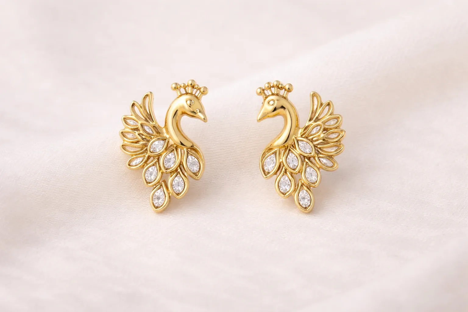 Mayura Royale Peacock Stud Earrings (18K gold tone)
