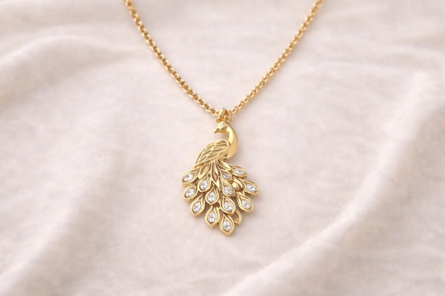 Mayura Royale Peacock Pendant Necklace (18K gold tone)